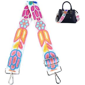 Purse Strap, Adjustable Embroidery Flower 2 Inch Wide Purse Straps Replacement Crossbody for Women, Long 30-53 Inch Bag Strap Crossbody for Handbags, Purse, Bag & Tote