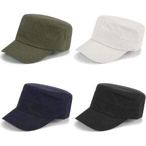 4 Pack Unisex Cadet Army Caps Military Style Flat Hats for Men