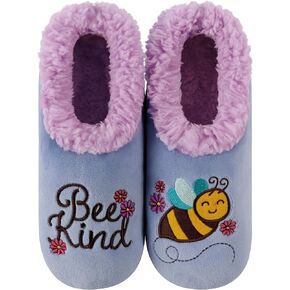 Snoozies Slipper Socks for Women - Warm & Cozy Animal House Slippers with Soft Non-Slip Sole & Grips - Fuzzy Slipper Socks - Bee Kind - Small