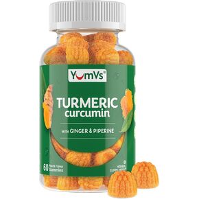 YumV's Turmeric Gummies with Ginger and Piperine - Peach Flavored Gluten Free Vegetarian Turmeric Ginger Supplement with Black Pepper