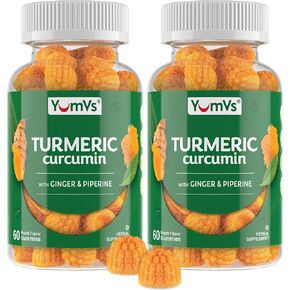 YumV's Turmeric Gummies with Ginger and Piperine - Peach Flavored Gluten Free Vegetarian Turmeric Ginger Supplement with Black Pepper in Saudi Arabia