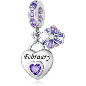 925 Sterling Silver Birthstone Charms Fit for Bracelet and Necklace Happy Birthday Charm Mother's Day Jewelry Gift for Women
