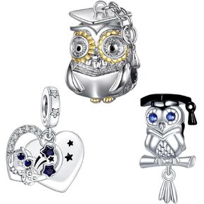 Easter Graduation Women's Day 925 Sterling Silver Charms for Bracelets and Necklaces Dangle Charms Bead Charms with Cubic Zirconia Jewelry Charm for Women Family Friends