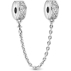 925 Sterling Silver for Women Bracelets Necklace Safety Chain Clips Heart Rose Gold Cup Airplane Planet Travel Easter Egg Dangle Charm in Saudi Arabia