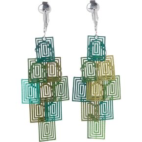 Aloha Earrings Non Pierced Clip On Multi Layer Rectangles Dangling Earrings