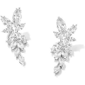 Clip on Earrings for Non Pierced Ears - Silver Plated Cubic Zirconia 925 Sterling Long Tassel Dangle Drop Earrings for Women Jewelry Gifts Wedding Party Prom