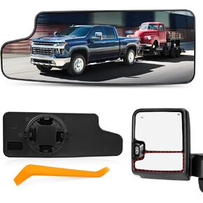 Driver Left Side Towing Mirror Glass Replacement Fit for 2019 2020 2021 2022 2023 2024 2025 Chevy Silverado GMC Sierra 1500 2500 HD 3500 HD, Convex Lower Mirror Non-Heated with Back Plate