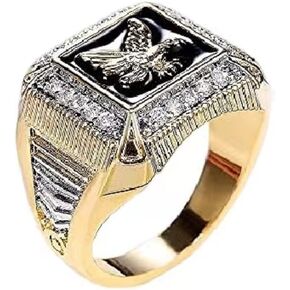 Atmospheric men's gold-plated eagle ring casual wild ring (8)