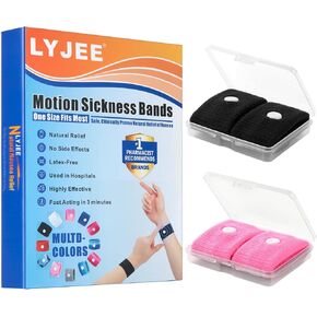 LYJEE Motion Sickness Bands, Nausea Relief Wristbands for Pregnant Women, Motion Sickness Bracelets for Adults,