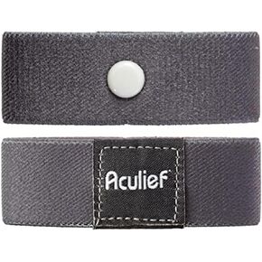 Aculief Acupressure Nausea Bracelet, Pressure Point Wristband for Motion Sickness Comfort and Chemotherapy, Anti Nausea Wristband, Slim Reusable Morning Sickness Bands, Dark Gray