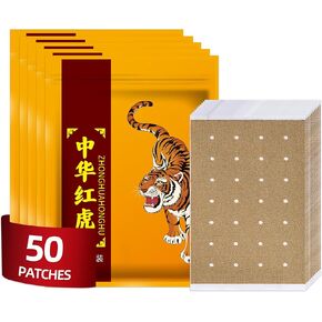 50pcs Chinese Tiger Patches, Tiger Plaster, Capsaicin Patches for Knee, Back, Neck, Muscle, Shoulders, Body Herbal Plaster