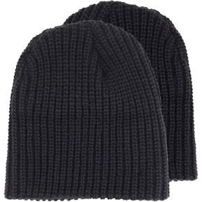 Thick Ribbed Knit Winter Short Beanie 2 Pack