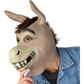 Donkey Mask for Adults, Funny Latex Animal Head Mask for Festival Carnival Headgear Fancy Masquerade Party Props