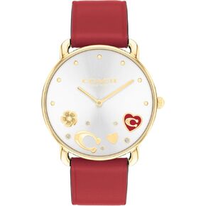 Watch Coach Elliot Women's 2H's Quartz Watch - Calfskin Leather Strap - لهجات بلورية متألقة - أزياء متميزة ، وارتداء كل يوم - هدية لها - 36 مم