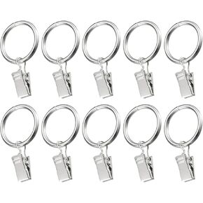 25mm Inner Diameter Curtain Rings with Clips- 10Pack - Good for Curtains and Rods - Curtain Drape Sliding Eyelet Rings - Copper