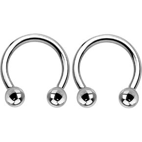 Pierced Owl - 14GA Internally Threaded G23 Implant Grade Titanium Circular Horseshoe Barbells, Sold as a Pair