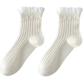 Womens Socks Ruffle Ankle Cotton Bow Dress Socks For Grils Gifts