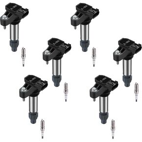 Set of 6 Ignition Coil Pack UF-569 & Iridium Spark Plugs 41109 AUSUM MOTOR Compatible with Chevrolet Buick Cadillac GMC Saturn 2.4L 3.6L V6 Replacement for UF569, 41-109, D515C