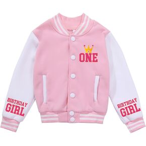 Girls Varsity Jacket Birthday Baseball Jacket Toddler First Birthday Outfit Girls Age 1-10