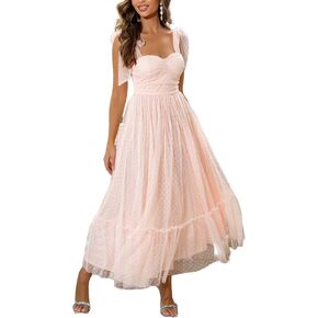 SISKIN Summer Cocktail Dresses for Women Tie Shoulder Semi Formal Dresses Hem Mesh Birthday Wedding Guest Dresses