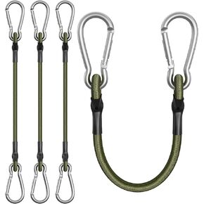 Bungee Cords with Carabiner Hooks 12 inch Heavy Duty Outdoor Camping Accessories Rope Elastic for Luggage Cargo Camping RV Hand Carts Oilcloth Binding 4 pcs