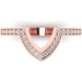 0.25 ct Brilliant Round Cut Clear Simulated Diamond 14k Rose Gold Stackable Band