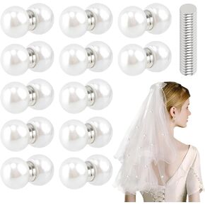 Pearl Veil Weights, 12 Pairs Bridal Veil Weights with Double Sided Artificial Pearls, Windproof Wedding Accessories for Outdoor Weddings & Photoshoots