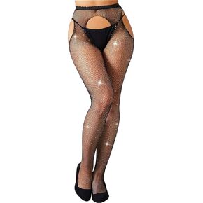 MESU Women's Sparkle Stockings Fishnet Stockings Rhinestone High Waist Tights Pantyhose