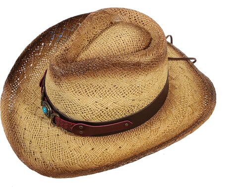 قبعة كاوبوي من ويسترن اوتباك للرجال والنساء مصنوعة من قماش القش, يو اس ايه 1, One Size in Kuwait