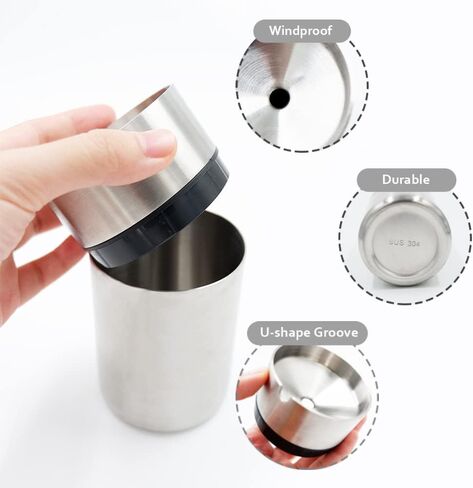 JOCHA Car Ashtray with lid smell proof Stainless Steel Portable Smokeless Detachable Windproof Self Extinguishing Butt Bucket Ash Tray for Most Car Cup Holder for Outdoor Travel Home Office (Silver) in Saudi Arabia