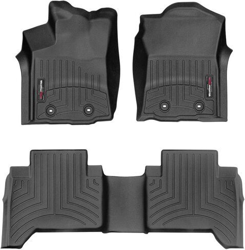 WeatherTech Custom Fit FloorLiners for Toyota Tacoma (Automatic, Double Cab) - 1st & 2nd Row (4412991-448722), Black in Saudi Arabia