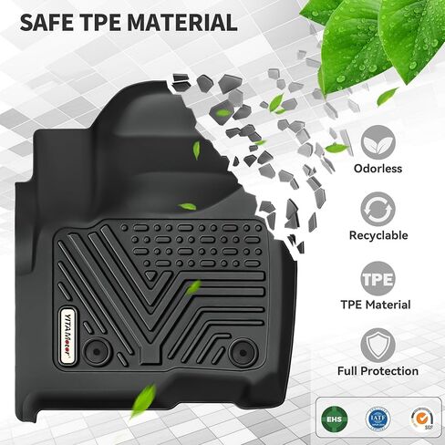 YITAMOTOR Floor Mats for Chrysler Pacifica 2017-2026 7/8 Passenger (No Hybrid) & Voyager 2020-2026, Custom Fit All Weather Anti-Slip TPE Rubber Automotive Accessories, 3 Row & Cargo Liner Set, Black in Saudi Arabia