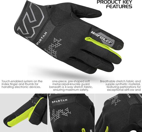 Motorcycle Gloves for Men, Synthetic Amara, 4 Way Stretch, Spartan, Men's Biker Gloves, Soft Metacarpal-Knuckle Protection, Riding Gloves, Touchscreen in Saudi Arabia