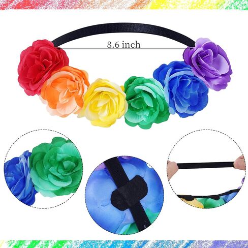 3Pcs Pride Stuff Pride Flower Headband Rainbow Leis Handheld Flags Accessories for Pride Month Parades Party in Saudi Arabia