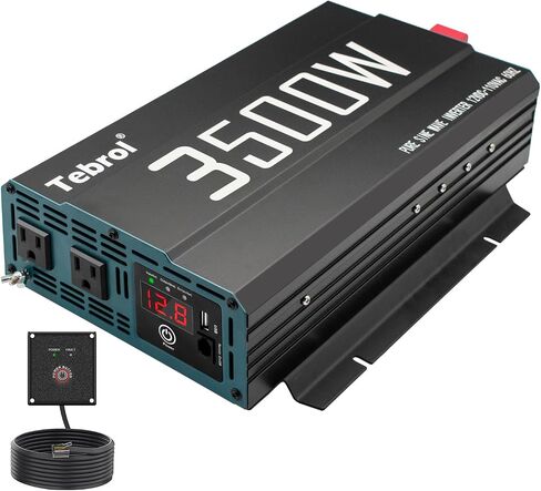 3500W Pure Sine Wave Inverter 12V DC to 110V AC Converter for Home, RV, Truck, Off-Grid Solar Power Inverter with Built-in 5V/2.1A USB, AC Hardwire Port, Remote Controller in Kuwait