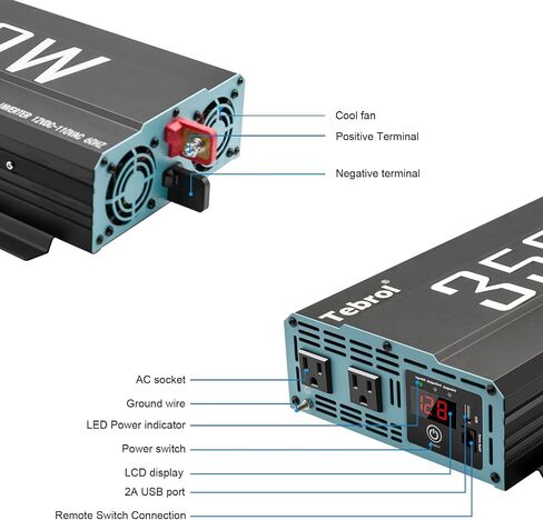 3500W Pure Sine Wave Inverter 12V DC to 110V AC Converter for Home, RV, Truck, Off-Grid Solar Power Inverter with Built-in 5V/2.1A USB, AC Hardwire Port, Remote Controller in Kuwait