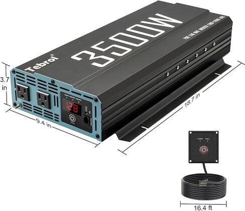 3500W Pure Sine Wave Inverter 12V DC to 110V AC Converter for Home, RV, Truck, Off-Grid Solar Power Inverter with Built-in 5V/2.1A USB, AC Hardwire Port, Remote Controller in Kuwait