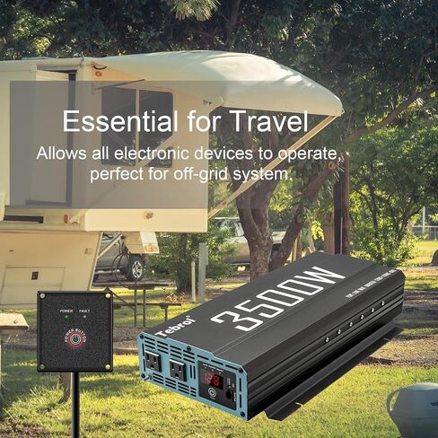 3500W Pure Sine Wave Inverter 12V DC to 110V AC Converter for Home, RV, Truck, Off-Grid Solar Power Inverter with Built-in 5V/2.1A USB, AC Hardwire Port, Remote Controller in Kuwait