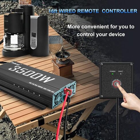 3500W Pure Sine Wave Inverter 12V DC to 110V AC Converter for Home, RV, Truck, Off-Grid Solar Power Inverter with Built-in 5V/2.1A USB, AC Hardwire Port, Remote Controller in Kuwait