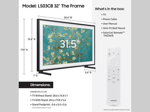 سلسلة QLED The Frame من سامسونج مقاس 75 بوصة - تلفزيون ذكي Quantum HDR مع Alexa مدمج (QN75LS03BAFXZA، موديل 2022) (تم تجديده) in Saudi Arabia