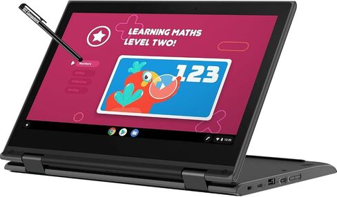 Lenovo 300e 11.6" 2-in-1 Touchscreen Chromebook (Intel N4020, 4GB RAM, 32GB Storage, Stylus, Webcam), Ruggedized & Water Resistant, Flip Convertible Home & Education Laptop, IST Pen, Chrome OS in Saudi Arabia