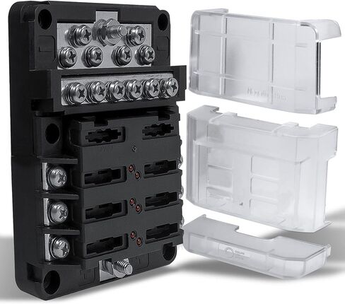 12-Way Modular Ground Terminal Block [Expand With Up To 12 Fuses] [Protective Cover] [Copper Bus Bar] Distribution Block for Truck Boat Automotive in Saudi Arabia