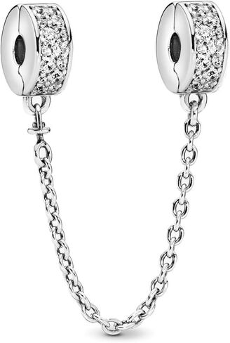925 Sterling Silver for Women Bracelets Necklace Safety Chain Clips Heart Rose Gold Cup Airplane Planet Travel Easter Egg Dangle Charm in Kuwait