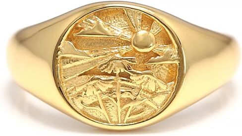 925 Sterling Silver Signet Rings for Men Women Coin Ring Mens Pinky Ring محفورة بالشجرة المجوهرات الحجم 6-13 in Kuwait