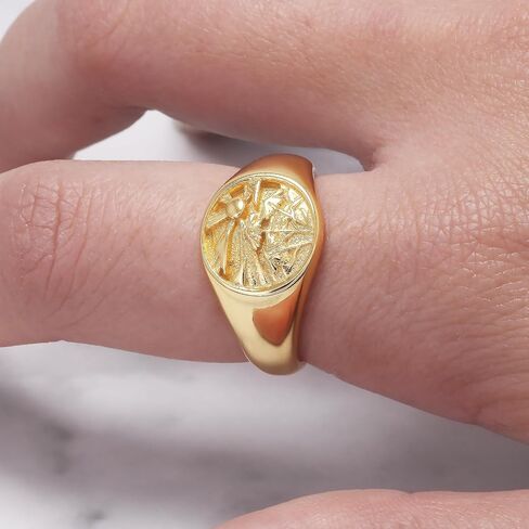 925 Sterling Silver Signet Rings for Men Women Coin Ring Mens Pinky Ring محفورة بالشجرة المجوهرات الحجم 6-13 in Kuwait