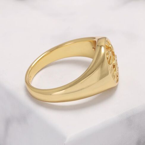 925 Sterling Silver Signet Rings for Men Women Coin Ring Mens Pinky Ring محفورة بالشجرة المجوهرات الحجم 6-13 in Saudi Arabia