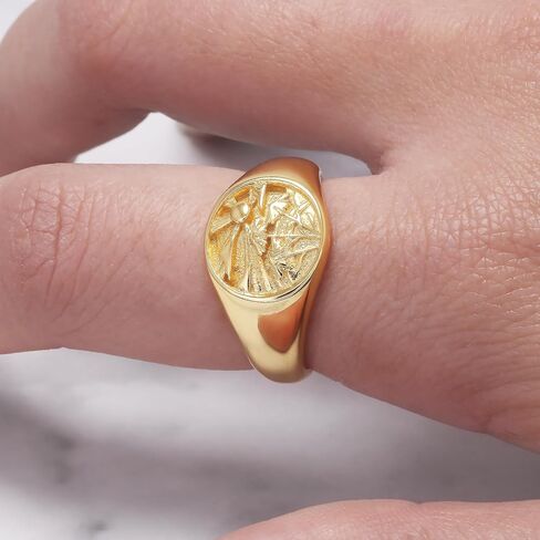 925 Sterling Silver Signet Rings for Men Women Coin Ring Mens Pinky Ring محفورة بالشجرة المجوهرات الحجم 6-13 in Saudi Arabia