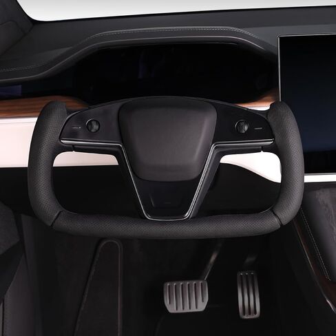 Steering Wheel Cover for Tesla Yoke Steering Wheel, Car Steering Wheel Cover for Tesla Model S 2021-2023 / Model X 2021-2023 Steering Wheel Accessories Black in Kuwait