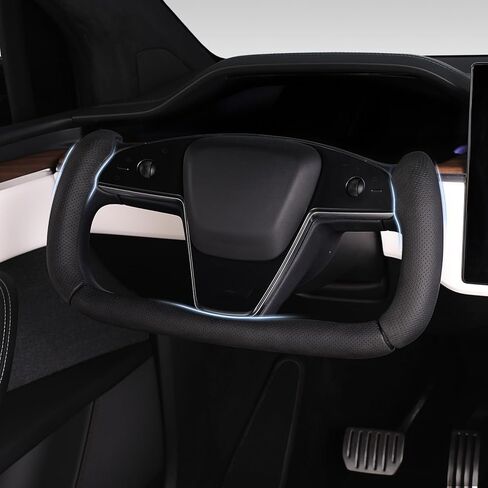 Steering Wheel Cover for Tesla Yoke Steering Wheel, Car Steering Wheel Cover for Tesla Model S 2021-2023 / Model X 2021-2023 Steering Wheel Accessories Black in Kuwait