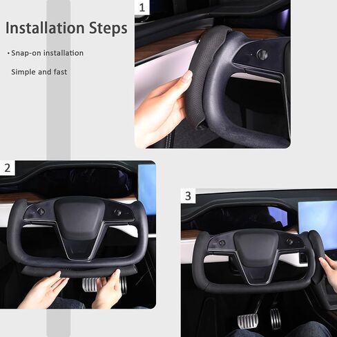 Steering Wheel Cover for Tesla Yoke Steering Wheel, Car Steering Wheel Cover for Tesla Model S 2021-2023 / Model X 2021-2023 Steering Wheel Accessories Black in Kuwait